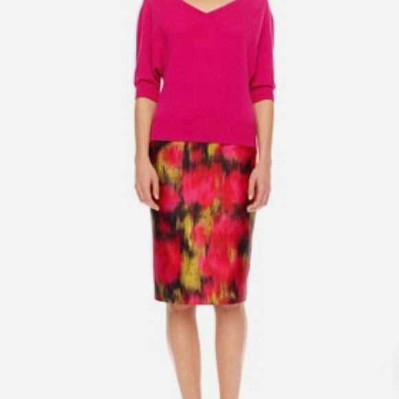 Michael Kors Collection Printed Shantung Silk Blend Pencil Skirt 2 - Picture 12 of 12